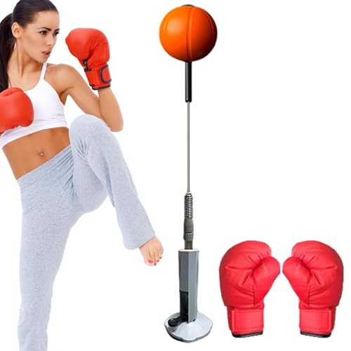 Speed Punch Ball mit Ständer – Boxsack mit höhenverstellbarem Ständer | Punching-Übungssack für Fitnessstudio | Box-Reflex Standsack | Speed Reflex Trainingstasche inklusive Boxhandschuhe Workout von Generisch