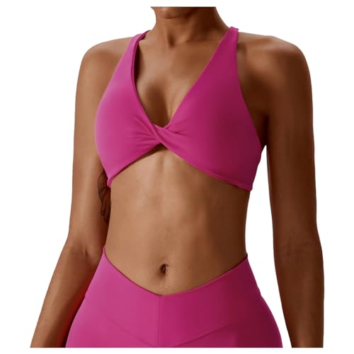 Sport-BHS für Damen Seamless Padded Bralette V Ausschnitt Zero Feel Wohlfühl-BH Stretch High Support T-Shirts BH Essential Bequem Running Bra Colorful Tank Top Wireless Yoga Bra von Generisch