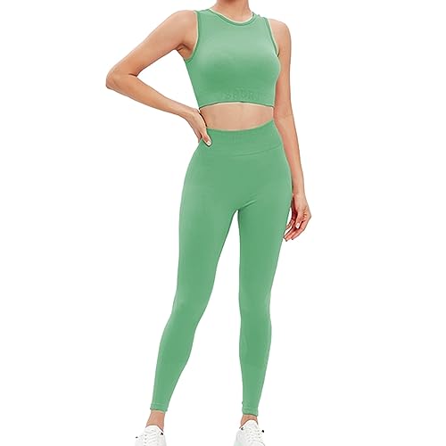 Sport Outfit Set Damen, Yoga Outfit Set Damen 2 Teiler Workout - Fitness Gym Sport Trainingsanzug Scrunch Sommer Kurz Nahtloses Jogginganzug Freizeitanzug von Generisch