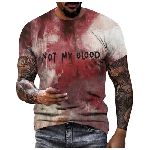 Sport Shirts Herren Halloween Sommer Basic Fitness Rundhals Kurzarm Atmungsaktive Sommershirts Lässiges Regular Drucken Modisch Männer Lose Oberteile Hemd von Generisch