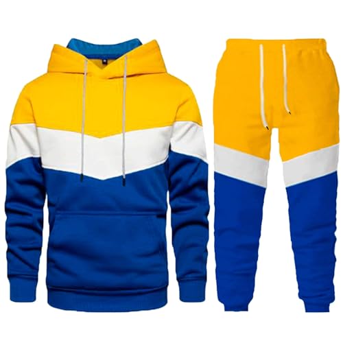 Sportanzug Herren, Tracksuit Herren Trainingsjacke Sportanzug - Hausanzug Zweiteiler Y2k Langarm Anzug 2-Teilig Kapuzenpullover Pullover Mit Taschen Fitness Kapuzenjacke Jogginghose Jogginganzug Set von Generisch