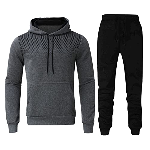 Sportanzug Männer Baumwolle Jogginganzug - Jogginghose Sport Hausanzug Stretch Traningsanzuganzug Leichte Sportkleidung Zweiteiler Activewear Langarm Kapuzenjacke Set von Generisch