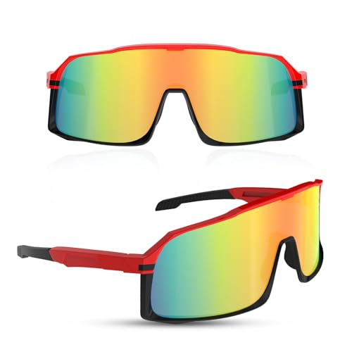 Sportbrille, polarisierte Fahrradbrille, Sonnenbrille für Herren und Damen, Outdoor, Radsportbrille, UV400, Rot Sportbrille, polarisierte Fahrradbrille, Sonnenbrille für Herren und Damen, Outdoor, Radsportbrille, UV400, Rot von Generisch