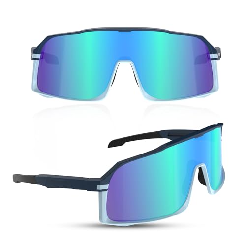 Sportbrille, polarisierte Fahrradbrille, Sonnenbrille für Herren und Damen, Outdoor-Fahrradbrille, UV400, Hellblau von Generisch