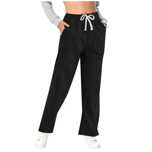 Sporthose Damen Lang, Freizeithose Damen Baggy Jogginghose - Sporthose Wide Leg Sweathose Bequeme Outdoorhose Trainingshose Weite Baumwolle Joggpants Lang Fitness High Waist Laufhosen von Generisch