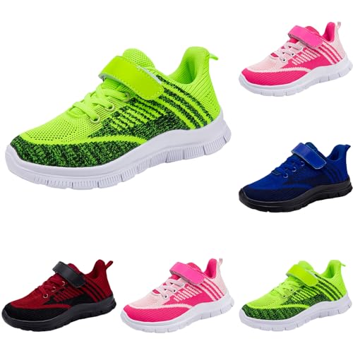 Sportschuhe Kinder Jungen Mädchen Modische Ganzjahres Hallenschuhe Turnschuhe Leicht Mesh Straßenlaufschuhe Atmungsaktiv Sneaker Flach Dicker Boden rutschfest Klettverschluss Laufschuhe von Generisch