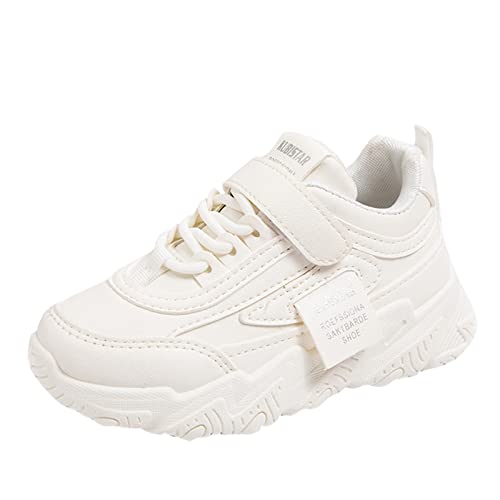 Sportschuhe Klettverschluss Sneaker MäDchen Hallenschuhe Turnschuhe Atmungsaktiv Laufschuhe Leicht StraßEnlaufschuhe Laufschuhe Sneaker Kinder Weiß，34 von Generisch