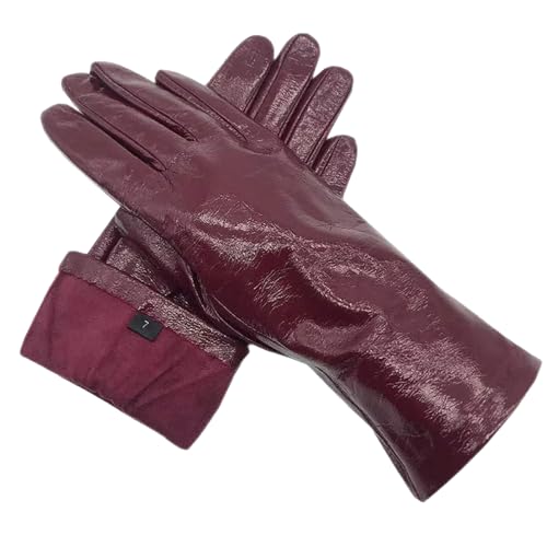 Spring Damen Handgelenk Schaffell Handschuhe Ungefüttert Kastanienbraun Lackleder Schaffell Handschuhe von Generisch