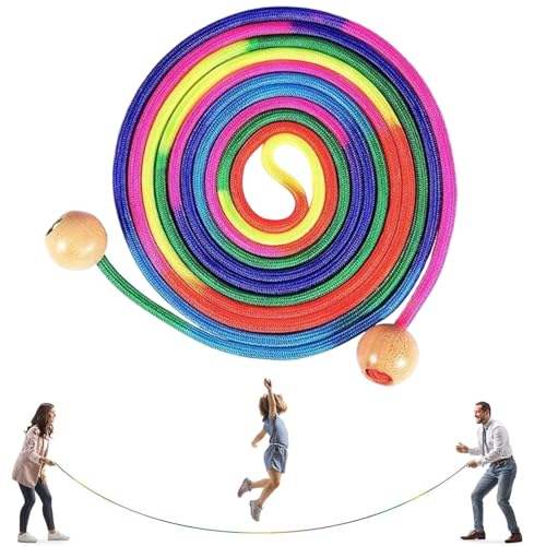 Springseil Für Kinder | 5 M Regenbogen Springseil Zum Training Mit Holzgriff - Längenverstellbares Spielzeug Für Gruppenspiele Und Bewegungstraining Im Freien Springseil Für Kinder | 5 M Regenbogen Springseil Zum Training Mit Holzgriff - Längenverstellbares Spielzeug Für Gruppenspiele Und Bewegungstraining Im Freien von Generisch