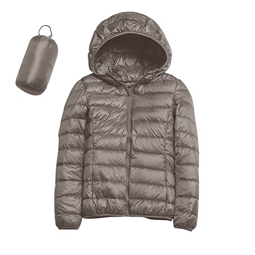 Steppmantel Damen Leicht Übergang Warm Jacke Outdoor Lang Kapuzenjacke Basic Sportlich Steppjacke Casual Pufferjacke mit Reissverschluss Taschen Mantel von Generisch