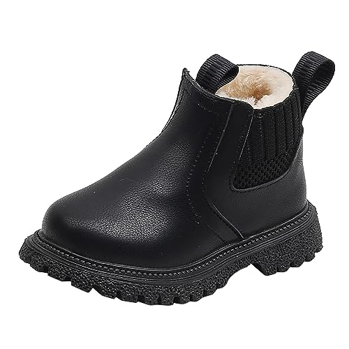 Stiefel Mädchen 32 Kurze Mädchen Ankle Boots Atmungsaktiv Warme Trekkingschuhe Outdoor Isolierung Babyschuhe Gefüttert Einfarbig Kinderschuhe Kinder Weichsohlen Lederstiefel Thermostiefel von Generisch