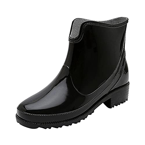 Stiefeletten Damen Mit Absatz Atmungsaktiv Gummisohlen Stallschuhe Regenstiefel Sommer Anti-Rutsch 42 Weiter Schaft Reitstiefel Wasserdicht Leicht Halbhoch Chelsea Boots Gummistiefel von Generisch