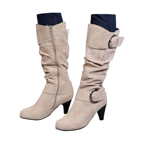 Stiefeletten Damen mit Absatz Elegant Wildleder Halbstiefel mit Reißverschluss einfarbig mittelhohe Stiefel Winterstiefel Casual Bequeme Langschaft Boots Schuhe Beige 39 Stiefeletten Damen mit Absatz Elegant Wildleder Halbstiefel mit Reißverschluss einfarbig mittelhohe Stiefel Winterstiefel Casual Bequeme Langschaft Boots Schuhe Beige 39 von Generisch