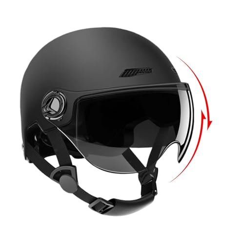 Stoßdämpfende Halbhelme, Elektroroller Helm Für Erwachsene, Erwachsenen Helm Mit Schutzbrille Sonnenblende, Motorradhelm Stoßdämpfende Halbhelme, Halbe Fahrradhelme Mit Sonnenvisier von Generisch