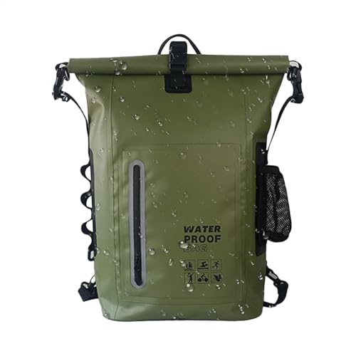 Strand-Rucksack – Trockentaschen für den Außenbereich, Outdoor-Abenteuer, Marine-Trockentaschen mit reflektierenden Streifen, Reisetaschen für Bootfahren, Strand, armee-grün, Refer to description, von Generisch