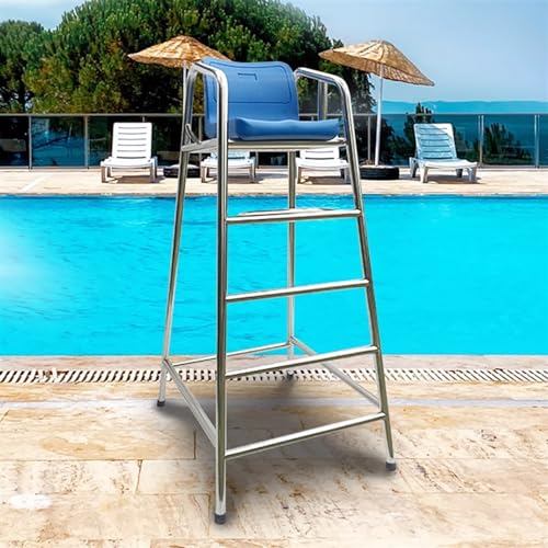 Strapazierfähiger 180 cm hoher Rettungsschwimmer-Stuhl für Zuhause, Pools, Terrasse, Strand, See, Edelstahl, trägt bis zu 330 kg von Generisch