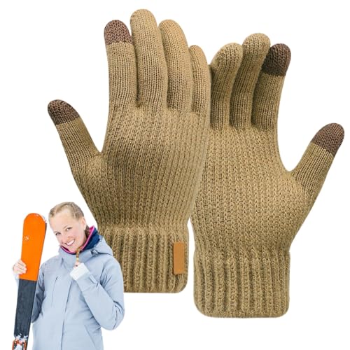 Strick-Winterhandschuhe, Touchscreen-Doppelschicht-Fahrradhandschuhe, Touchscreen für kaltes Wetter, Thermohandschuhe, vielseitige Hände warme Handschuhe von Generisch