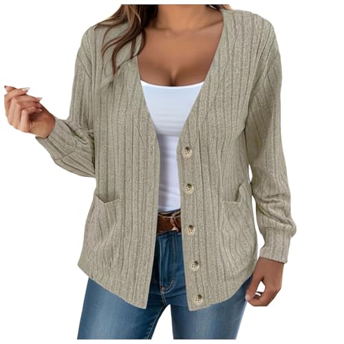 Strickjacke mädchen, Strickjacke Damen Sommer Cardigan - Langarmshirt Casual Pullover Winter Strickblazer Dünner Feinstrickjacke Elegant Strickcardigan Langarm Elastisch Leicht Solid Gestrickt Blazer von Generisch