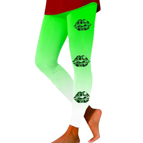 Strumpfhose Damen St. Patrick's Day Grüner Druck Leggings Athletisches Workout Walking-Hose Bedruckte Yoga-Hose Lange Bunte Strumpfhose Trainingshose von Generisch