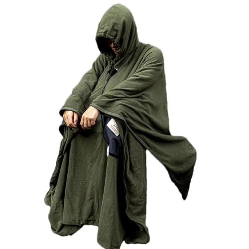 Survival-Poncho, tragbarer Schlafsack | Fleece-Kapuzen-Poncho-Campingdecke | Mehrzweck-Camping-Stadiondecke im Freien, Winddichte Kapuzen-Poncho-Campingdecke für Outdoor-Camping von Generisch