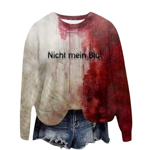 Sweater Damen, Sweatshirt Pullover Damen Halloween Kostüm Oberteile Pullover Damen Sweatshirt Teenager Mädchen Oversized Party Oberteil Winter Casual Pulli Mode Langarm Fleecepullover von Generisch