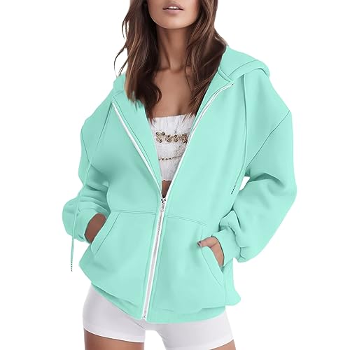 Sweatjacke Damen Mit Kapuze Baumwolle Sweatjacke Mit Kapuze Einfarbig Basic Kapuzenjacke Kapuzenpulli Outwear Sweatshirt Reißverschluss Jacken Für Frühling Sweatshirt-Jacke Polar Fleece Zip Hoodie von Generisch