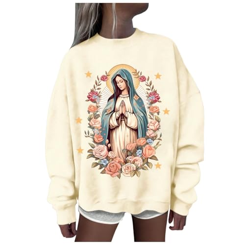 Sweatshirt Damen, Kleidung Damen Sale, Sweatshirt Pullover Damen Oberteile Sweater Damen Pulli Pullover Oberteil Sport Winter Fleecepullover Ohne Kapuze Coole Klamotten Mädchen von Generisch