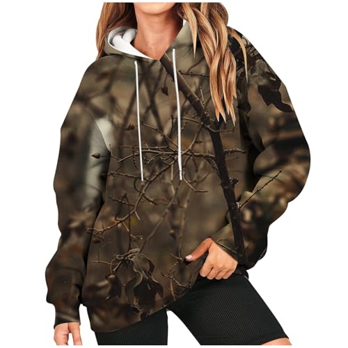 Sweatshirt Damen Oversize Hoodie - Langarmshirt Baggy Kapuzenshirt Mit Kapuze Kapuzenpullover Coole Sachen Winterpullover Blackprint Pullover Langarm Herbst Winter Top von Generisch