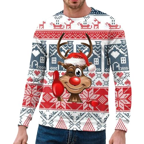 Sweatshirt Herren, Kalender 2024 Wandkalender, Pullover Herren Norweger Langarm Pulver Weihnachtspulli Hässlich Warm Sweater Weihnachtspullover Mode Jumpers Ugly Christmas Sweater Pulover von Generisch