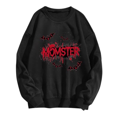 Sweatshirt Pullover Damen Halloween Kostüm Oberteile Coole Oberteil Elegant Fleecepullover Casual Pulli Casual Rundhalsausschnitt Halloween Print Hoodie Ohne Kapuze von Generisch