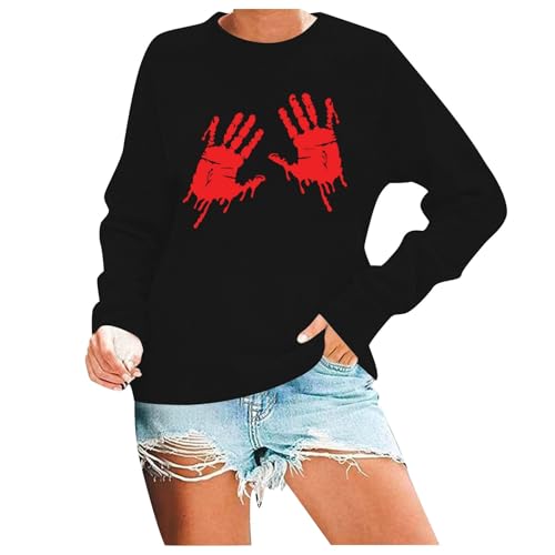 Sweatshirt Pullover Damen Halloween Kostüm Oberteile Oversize Sweater Mode Pulli Coole Fleecepullover Modische Printed Sportswear Rundhals Langarm Kapuzen Sweatshirt von Generisch