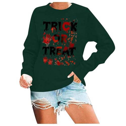 Sweatshirt Pullover Damen Halloween Kostüm Oberteile Teenager Pullover Mode Pulli Baumwolle Oberteil Modische Printed Sportswear Rundhals Langarm Kapuzen Sweatshirt von Generisch