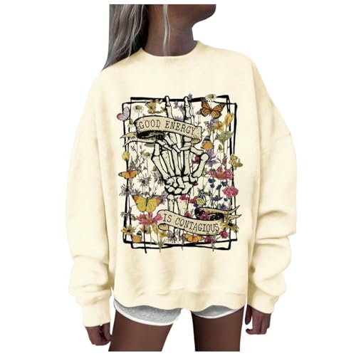 Sweatshirt Pullover Damen Oberteile Barbara Mode Oberteil Coole Sweatshirt Pulli Fashion Casual Langarm Rundhals Sweatshirts Bedruckt Pullover Kapuzenlose Sweatshirts Top von Generisch