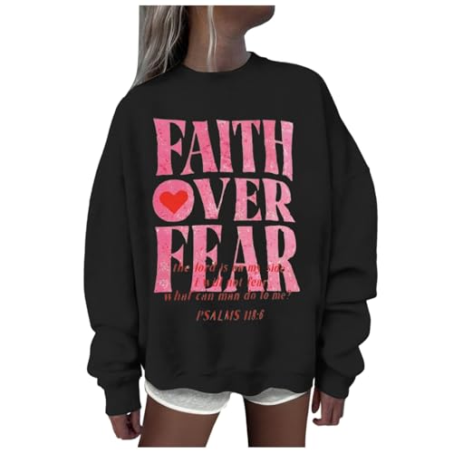 Sweatshirt Pullover Damen Oberteile Coole Fleecepullover Sport Sweater Mode Oberteil Fashion Casual Langarm Rundhals Sweatshirts Bedruckt Pullover Kapuzenlose Sweatshirts Top von Generisch