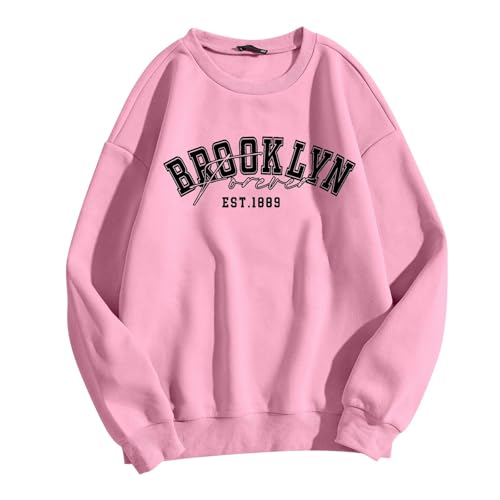 Sweatshirt Pullover Damen Oberteile Sport Sweater Coole Fleecepullover Mode Sweatshirt Herbst Winter Sweatshirt Print Drop Schulter Lange Ärmel Ohne Kapuze von Generisch