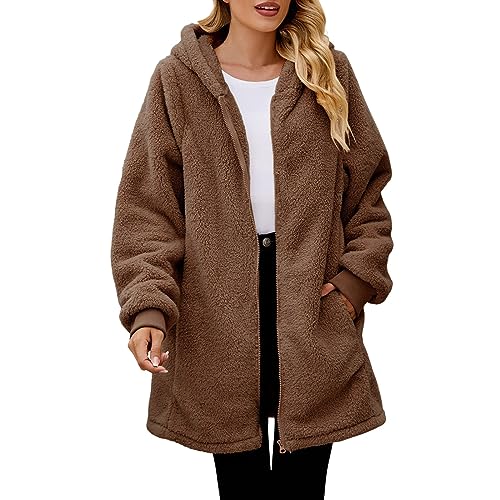 Tagesangebote Heute, Fliesjacken Für Frauen, Teddyjacke Damen Herbst Flauschig Teddy Fleecejacke - Herbstjacke Lang Kuscheljacke Frauen Warm Bequem Outdoor Fleecejacken Für von Generisch