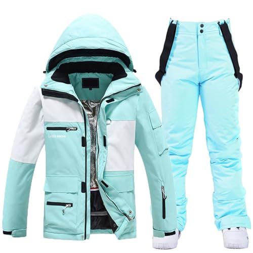 Tagesangebote Heute, Schneeanzug Herren Damen Winter Winddicht Skianzug 2 Teilig Set - Skijacke Snowboard Jacke Männer Snowboard-Bekleidungssets, Jacken Und Hosen, Winterkleidung, von Generisch