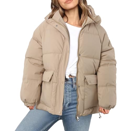 Tagesangebote Heute Winterjacke Damen Puffer Leichte Daunenjacke Übergangsjacken Jackets for Women Damenjacke Dünne Steppjacke Jacke Mädchen Winter Jacken Khaki，XL von Generisch