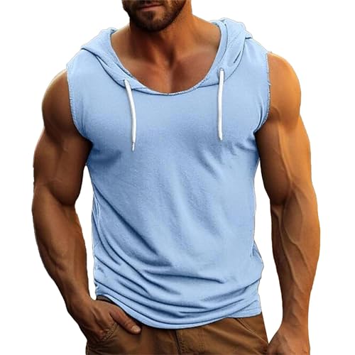 Tank Top Ärmelloses Sommer Herren Leicht Laufshirt Ärmellos Tops Axelshirt Gym Locker Sleeveless Tank Top Unterhemden Rundhals Baumwolle Bodybuilding Tshirt Unterhemd von Generisch