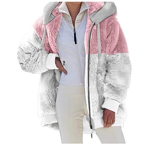 Teddy Jacken Und Damen - Jacken, Winterjacke Damen Warm Teddyjacke Frauen Reißverschluss Fleecejacke Mit Kapuze Winter Langärmlig Sweatjacke Weich Und Bequem Flanell Wintermantel Damen Teddy Plüschjac von Generisch