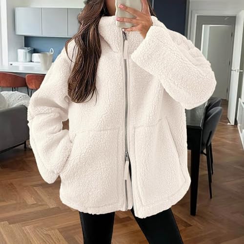 Teddy Mantel Damen Flauschige Jacke Fleece Dicke Oversize Mit Taschen Fleecejacke Fleecemantel Plüschjacke Freizeit Sherpa Flauschig Teddymantel Fleecepullover Mantel Jacke Weiß S Teddy Mantel Damen Flauschige Jacke Fleece Dicke Oversize Mit Taschen Fleecejacke Fleecemantel Plüschjacke Freizeit Sherpa Flauschig Teddymantel Fleecepullover Mantel Jacke Weiß S von Generisch