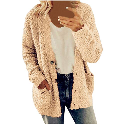 Teddyjacke, Wintermantel Damen, Fleecejacke Damen Teddyjacke Fleecepullover Winterjacke Teddy - Mantel Jacke Winter Warm Lang Herbstmode Dame Kuscheljacke Wintermantel Outfit Teddyfleece von Generisch