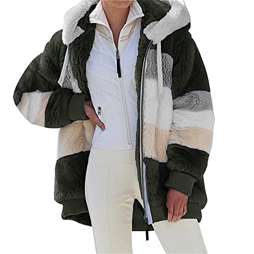 Teddyjacke Damen, Winterjacke Damen Oversize Fleecejacke - Teddyfleece Warm Gefüttert Winter Flauschig Plüschjacke Mit Kapuze Teddyjacke Teddy Fleece Jacke Outdoor Fleecejacken Wintermantel von Generisch