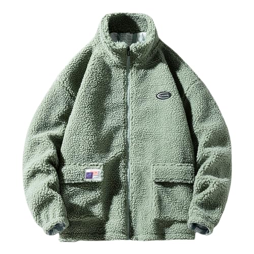 Teddyjacke-Herren-Fleecejacken, Teddyjacke Herren Warm Fleecejacken Winddichte Felljacke Plüschjacke Ohne Kapuze Sherpa Jacke Große Größen Winterjacke Sportjacke Sweatjacke Teddyfleece Jacke von Generisch