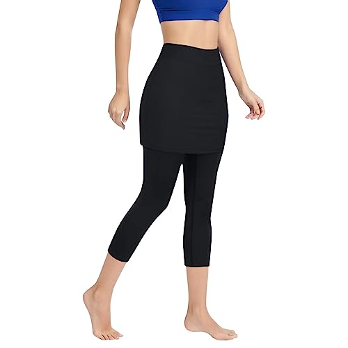 Tennisrock Damen Sportskort Leggings mit Rock Hockey Rock Engen Capris Gym 3/4 Yoga Pants Fitness Workout Laufskort Hosenrock Mit Taschen Schwarz L Tennisrock Damen Sportskort Leggings mit Rock Hockey Rock Engen Capris Gym 3/4 Yoga Pants Fitness Workout Laufskort Hosenrock Mit Taschen Schwarz L von Generisch