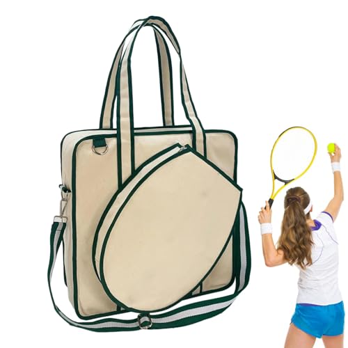 Tennisschläger-Tasche – Canvas-Tennisschläger-Tragetasche, verschleißfeste Tragetasche mit abnehmbarem Gurt für Outdoor von Generisch