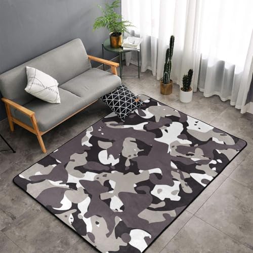 Teppich, Camouflage-Druck, für Wohnzimmer, Schlafzimmer, groß, modern, weich, rutschfest, waschbar, Nachttisch-Teppich (Stil 7,140 x 200 cm) von Generisch
