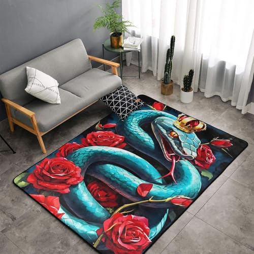 Teppich für Wohnzimmer, Schlange, 3D-Druck, Teppich, Wohnzimmer, Schlafzimmer, rutschfeste Bodenmatte, Geburtstagsgeschenk, Polyester, weich, leicht zu reinigen (Stil 8,160 x 220 cm) von Generisch