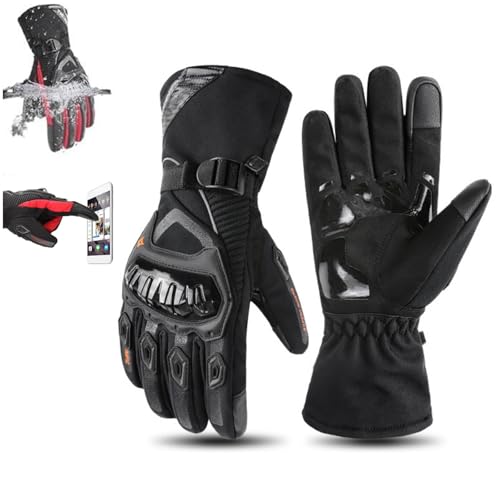 The Insulated Weatherproof Motorcycle Gloves, Motorcycle Gloves with Two-Finger Touch Screen, Winter Riding Essential Thermo Gloves (Black,XXL) von Generisch