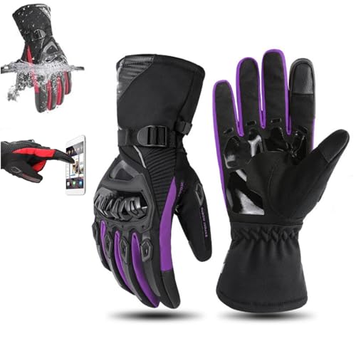 The Insulated Weatherproof Motorcycle Gloves, Motorcycle Gloves with Two-Finger Touch Screen, Winter Riding Essential Thermo Gloves (Purple,XXL) von Generisch